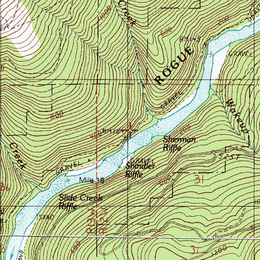 Topographic Map of Sherman Riffle, OR