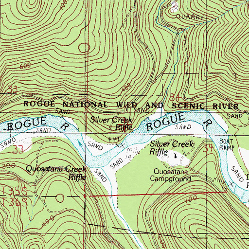 Topographic Map of Silver Creek Riffle, OR