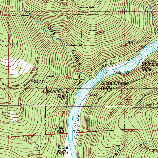 Topographic Map of Slide Creek, OR