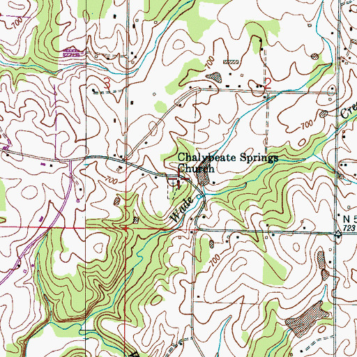 Topographic Map of Chalybeate Springs Church, AL