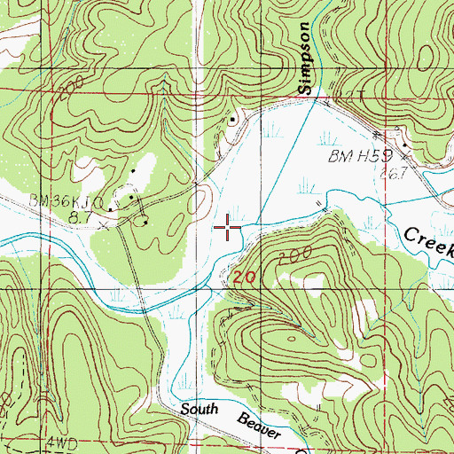 Topographic Map of Simpson Creek, OR