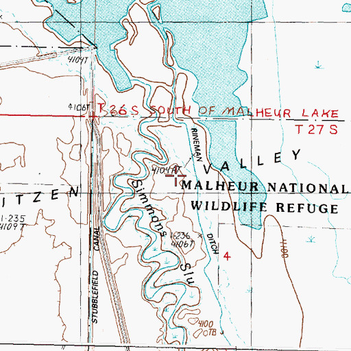 Topographic Map of Rineman Ditch, OR