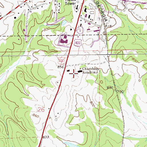 Topographic Map of Chambers Academy, AL