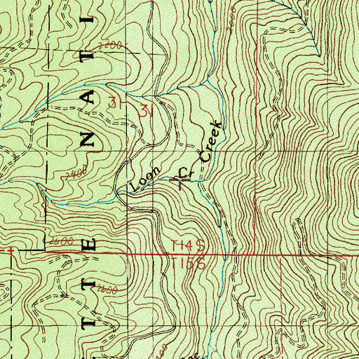 Topographic Map of Loon Creek, OR