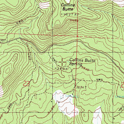 Topographic Map of Collins Butte Spring, OR