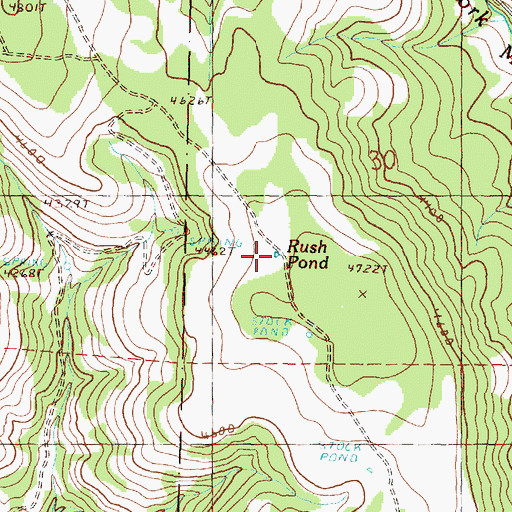 Topographic Map of Rush Pond, OR