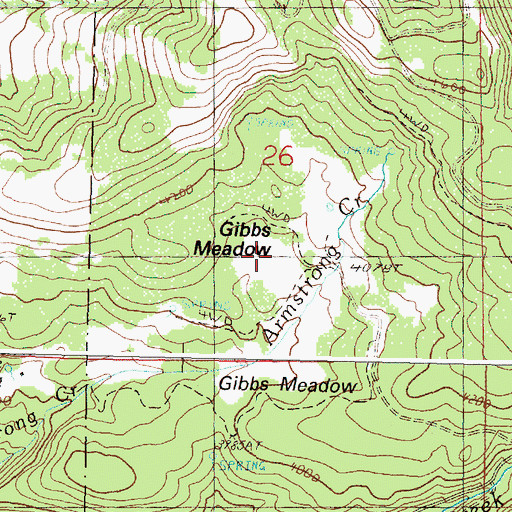 Topographic Map of Gibbs Meadow, OR