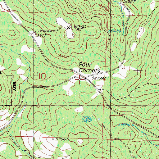 Topographic Map of Four Corners, OR