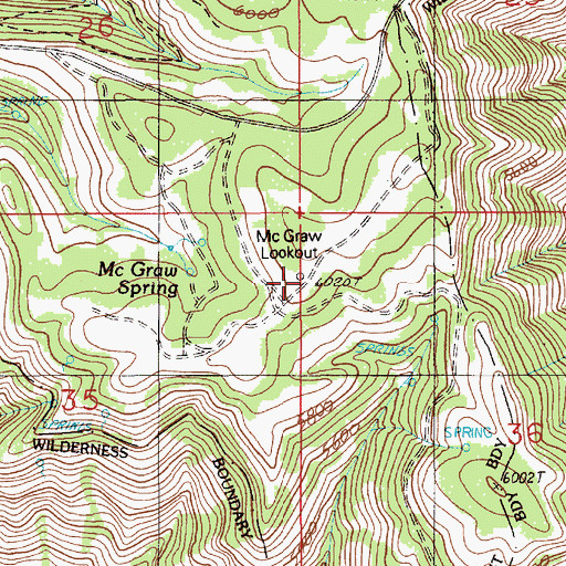 Topographic Map of McGraw Lookout, OR