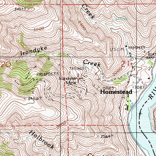 Topographic Map of Irondyke Mine, OR