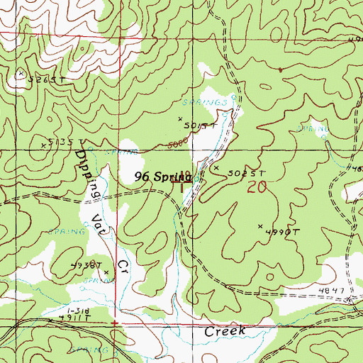 Topographic Map of Ninety Six Spring, OR