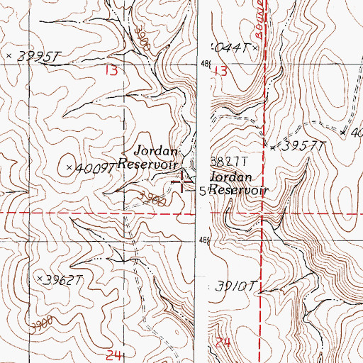 Topographic Map of Jordan Reservoir, OR