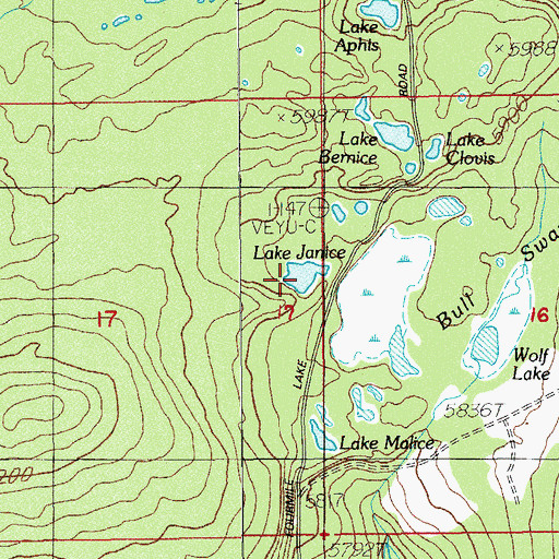 Topographic Map of Lake Janice, OR