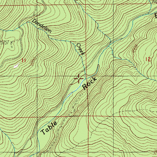 Topographic Map of Dandelion Creek, OR