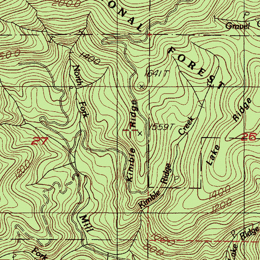 Topographic Map of Kimble Ridge, OR