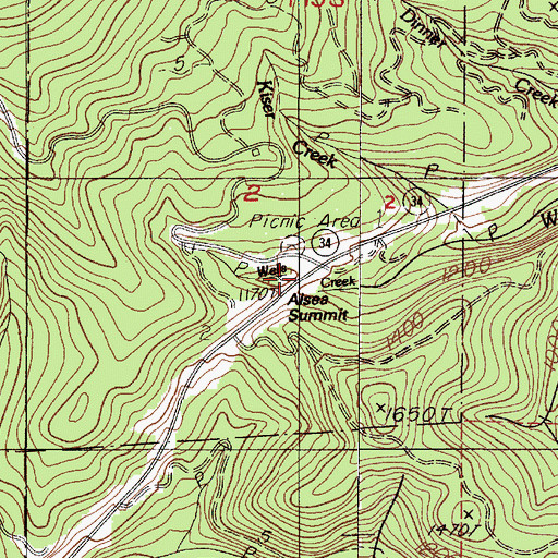 Topographic Map of Alsea Summit, OR
