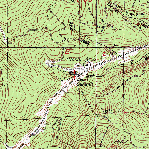 Topographic Map of Alsea Summit, OR