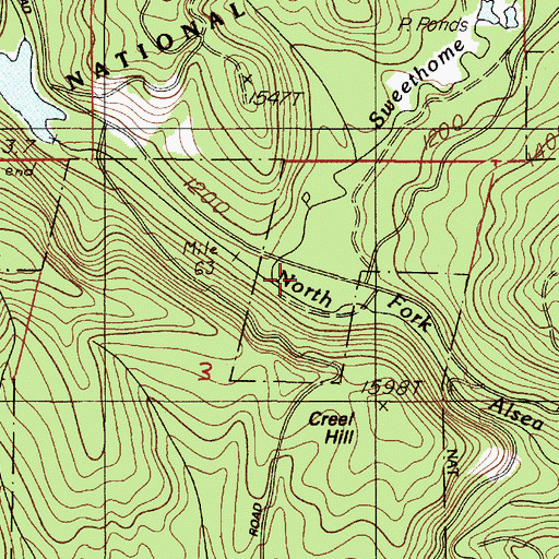 Topographic Map of Sweethome Creek, OR