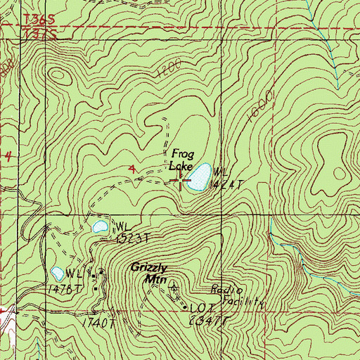 Topographic Map of Frog Lake, OR