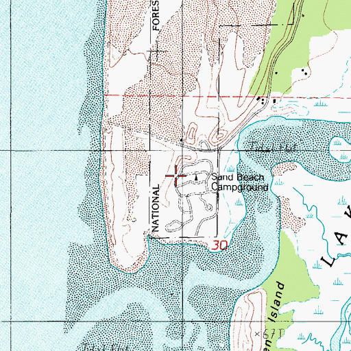 Topographic Map of Sand Beach Recreation Site, OR