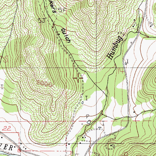 Topographic Map of Packers Gulch, OR
