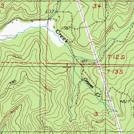Topographic Map of Graves Creek, OR