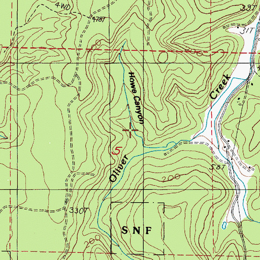 Topographic Map of Howe Canyon, OR