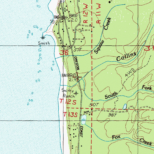 Topographic Map of South Fork Collins Creek, OR