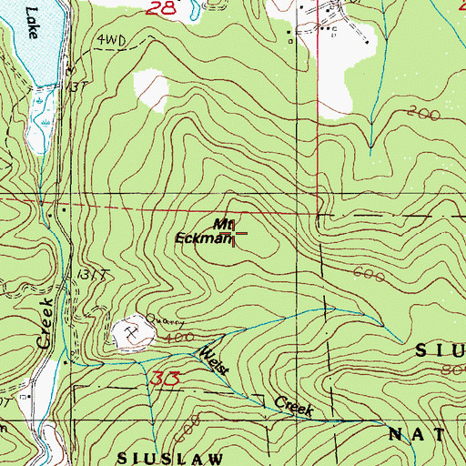 Topographic Map of Mount Eckman, OR