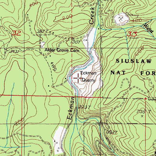 Topographic Map of Eckman Quarry, OR