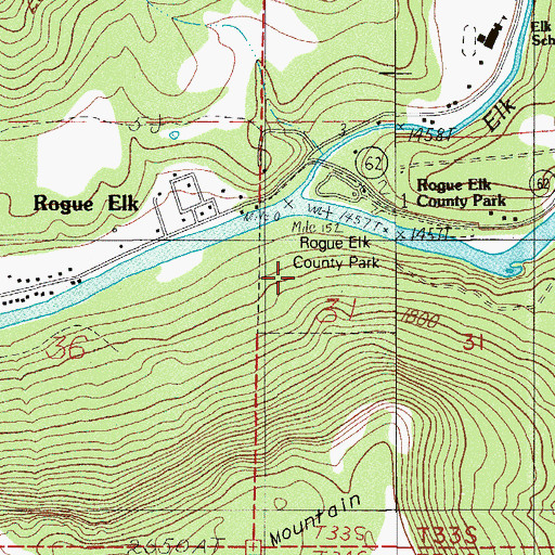 Topographic Map of Rogue Elk County Park, OR