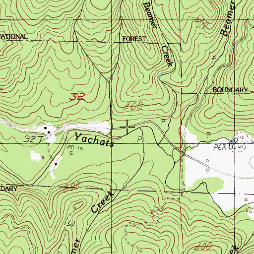 Topographic Map of South Beamer Creek, OR