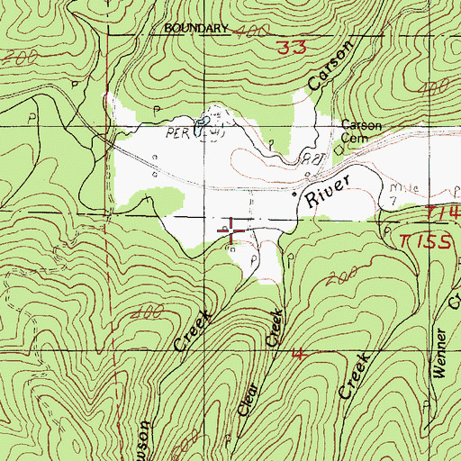 Topographic Map of Dawson Creek, OR
