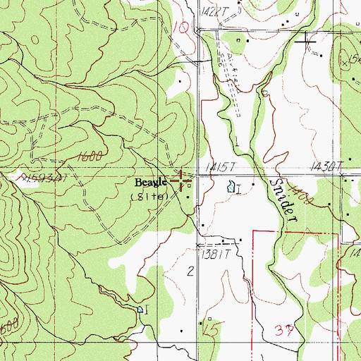 Topographic Map of Beagle, OR