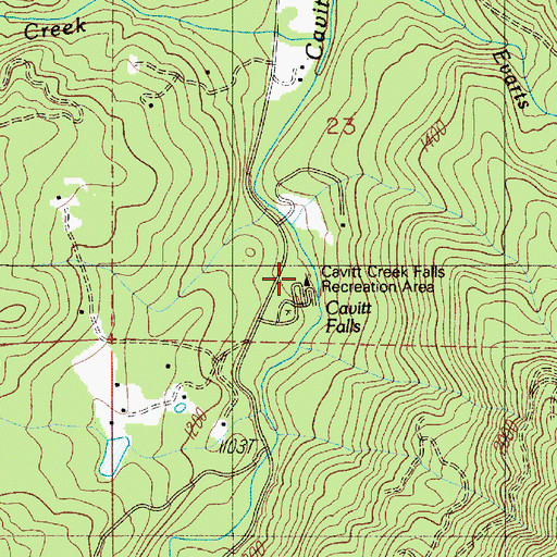 Topographic Map of Cavitt Creek Falls Recreation Site, OR