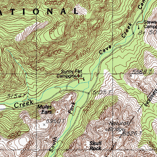 Topographic Map of South Fork Cave Creek, AZ