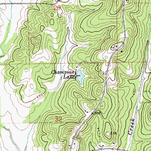 Topographic Map of Champion Lake, AL