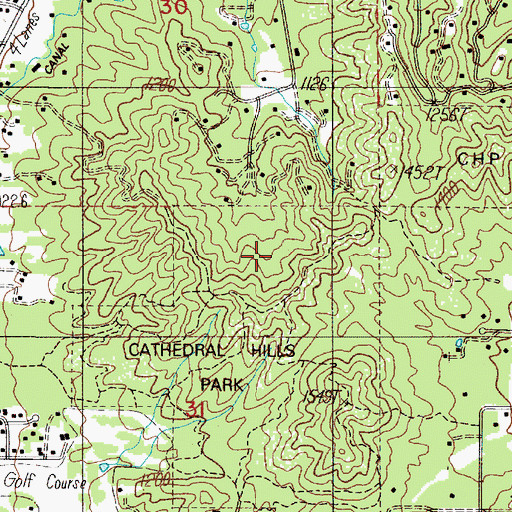 Topographic Map of Cathedral Hills County Park, OR