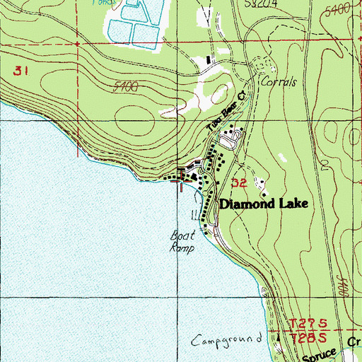 Topographic Map of Diamond Lake Information Center, OR