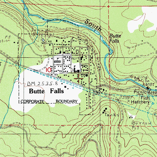 Topographic Map of Butte Falls Ranger Station, OR