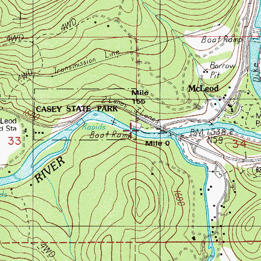 Topographic Map of McLeod Forest Service Station, OR