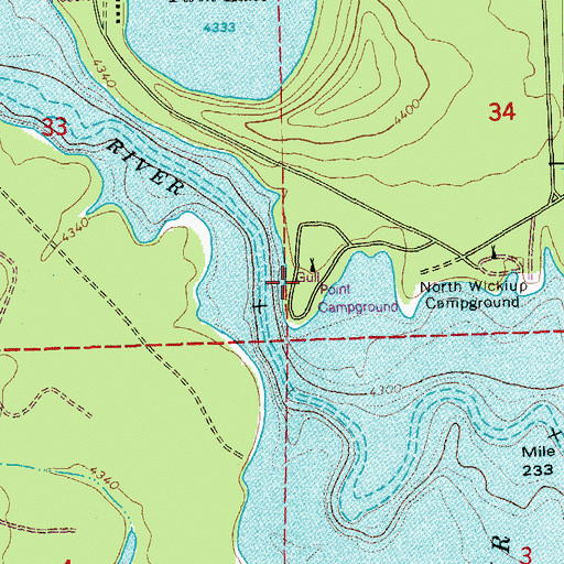 Topographic Map of Gull Point Recreation Site, OR