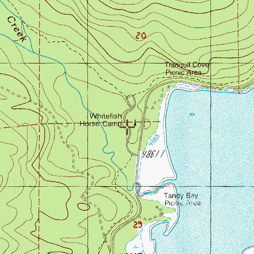 Topographic Map of Whitefish Horse Camp, OR