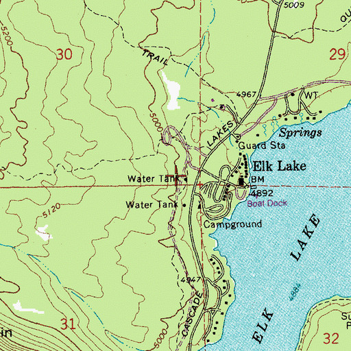 Topographic Map of Elk Lake Lodge, OR