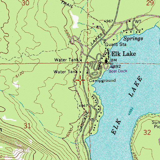 Topographic Map of Elk Lake Recreation Site, OR