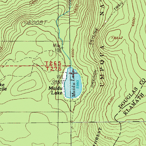 Topographic Map of Maidu Lake Recreation Site, OR