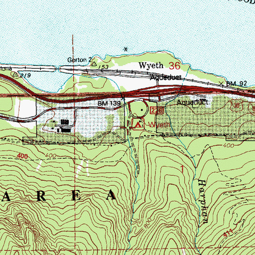 Topographic Map of Wyeth Recreation Site, OR