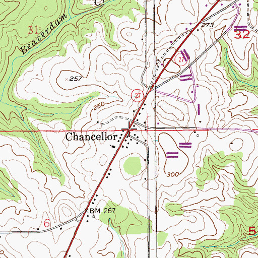 Topographic Map of Chancellor, AL
