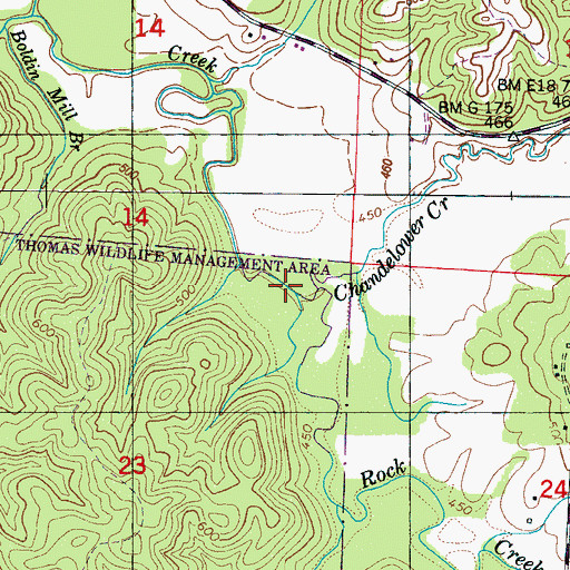 Topographic Map of Chandelower Creek, AL