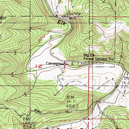 Topographic Map of Big Elk Campground, OR